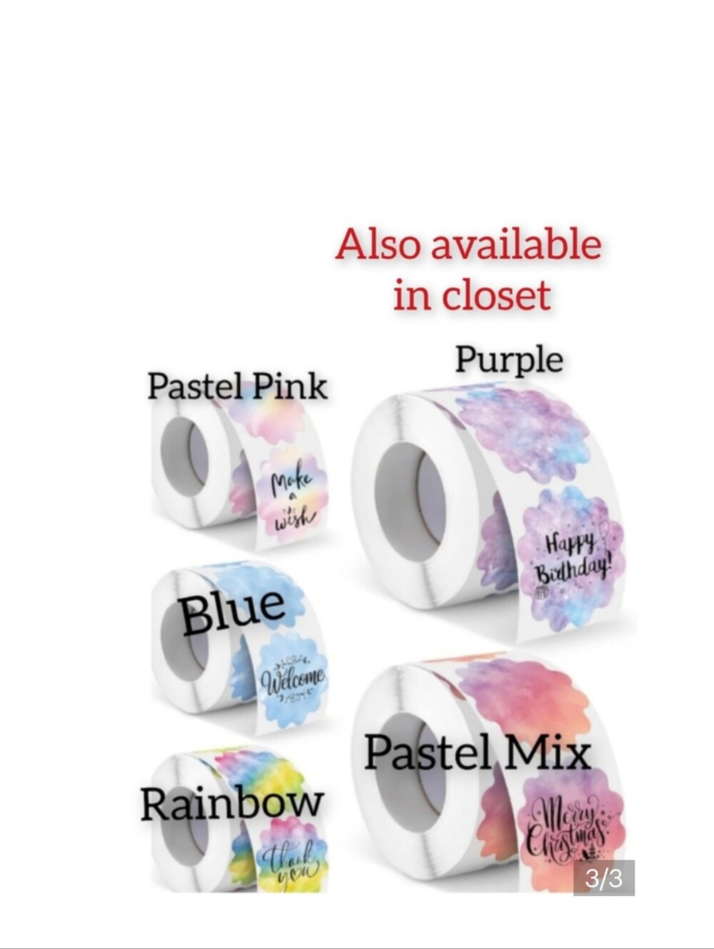 QR Closet Code Stickers Pastel Round Multi Color 2in Handcrafted 50pc - Picture 3 of 3